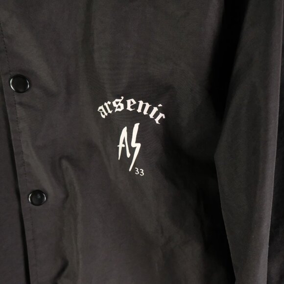 Arsenic Jacket Mens Medium Black White Native Bomber Snap Lightweight Graphic - Picture 3 of 10